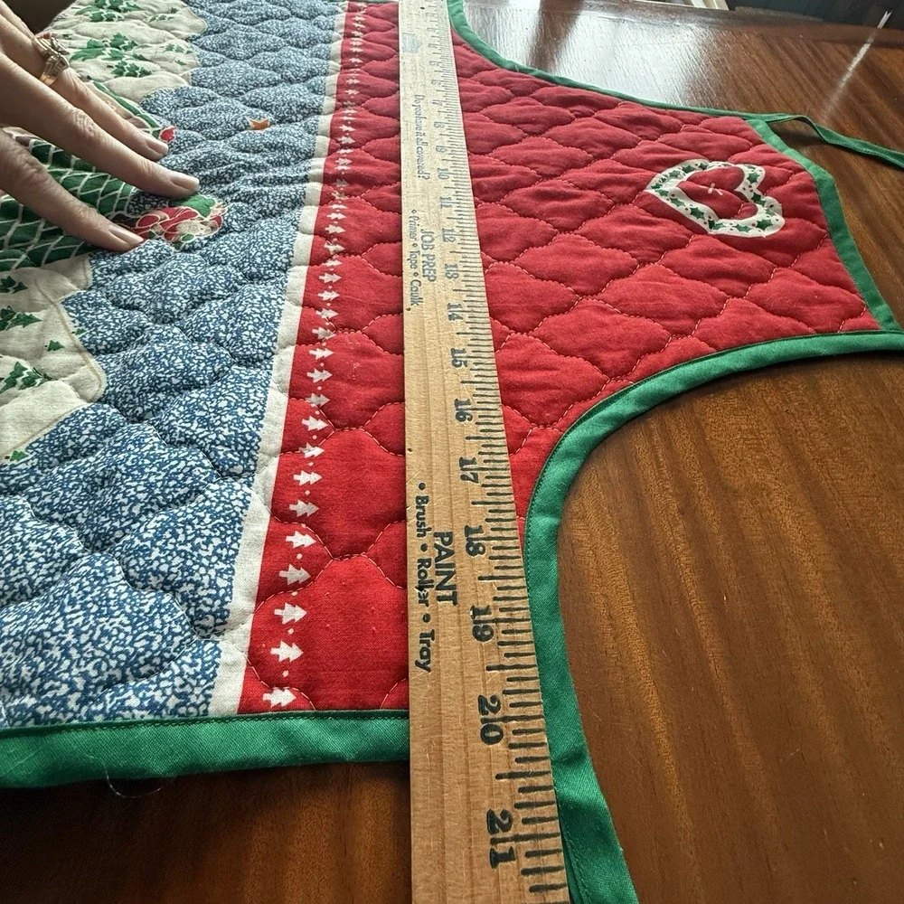 Vintage Handmade Quilted Christmas Village Apron Santa Cottagecore Reversible‎